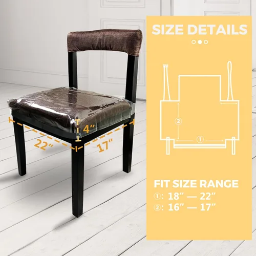 Vista 2 de Paquete de 2 fundas de plástico grandes para sillas de comedor, protectores de asiento transparentes con correa de cinturón ajustable para asientos