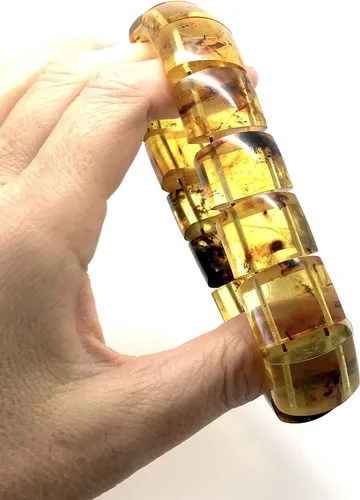 Vista 7 de Pulsera única de ámbar báltico natural mixto, talla L