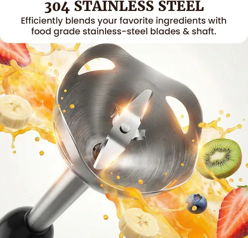 Vista 3 de Elite Gourmet - Batidora de mano de inmersión de 500 W, 2 velocidades Negro/ acero inoxidable