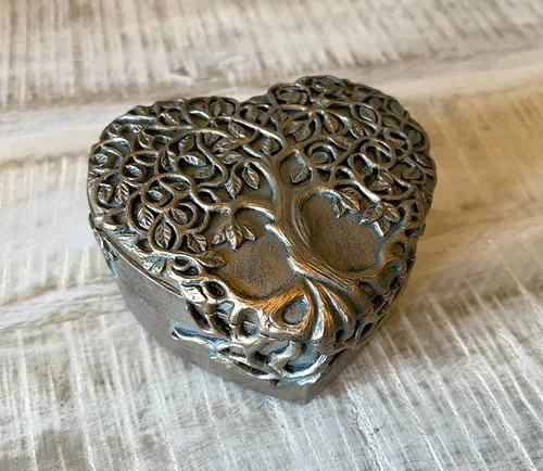 Vista 4 de Top Brass Joyero decorativo con diseño de árbol de la vidacorazón arte celta de amor espiritual