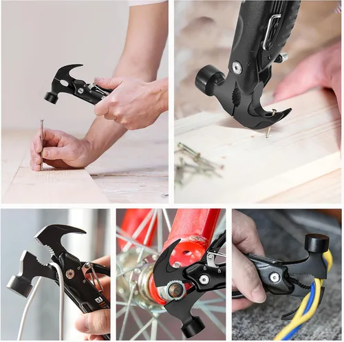 Vista 5 de BIIB - Regalos para hombres, martillo 13 en 1, accesorios de campamento multiherramienta, regalos para hombre, regalos para él, papá, novio, regalos