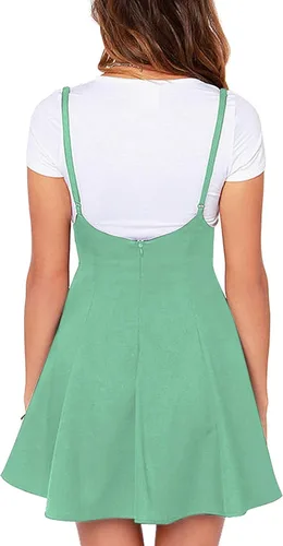 Vista 3 de YOINS - Falda básica con tirantes cintura alta y corte acampanado para mujer.