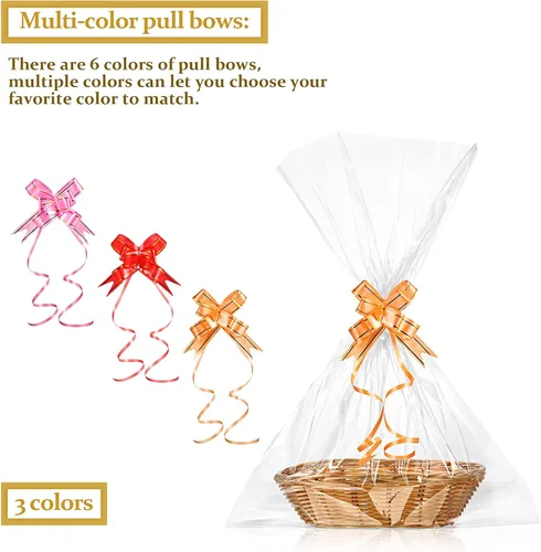 Vista 7 de 6 cestas para regalos, cestas ovales de almacenamiento de alimentos tejidas vacías pequeñas de 9 x 6 x 2.25 pulgadas con lazos coloridos y bolsas