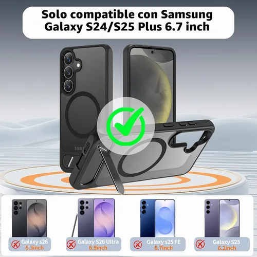 Vista 2 de Hualele - Funda magnética para Samsung Galaxy S24 Plus/S25 Plus con soporte de metal, [compatible con MagSafe]