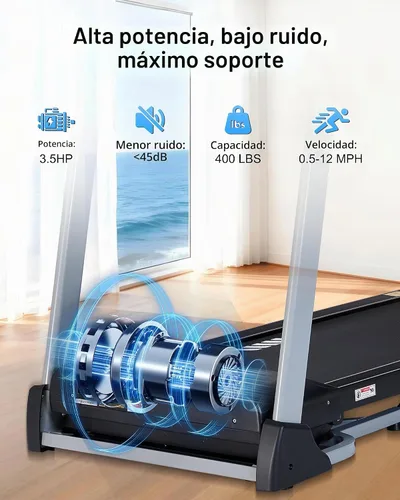 Vista 5 de Ateedge Cinta de correr resistente para el hogar, 18% de inclinación automática, capacidad de 400 libras, 3.5 HP, velocidad de 0.5 a 12 MPH