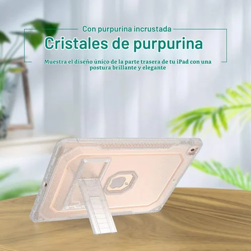 Vista 6 de ZoneFoker Funda para iPad de 9ª generación, para iPad de 8ª/7ª generación de 10.2 pulgadas Funda 2021/2020/2019, transparente con purpurina