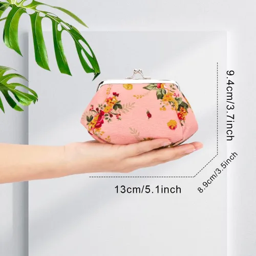 Vista 6 de Oyachic Monedero estampado vintage con hebilla y cierre de broche floral para mujeres y niñas