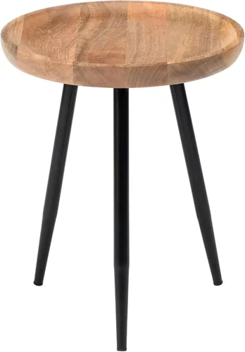 Vista 7 de MH London Lydia - Mesa auxiliar redonda pequeña y mesa auxiliar de madera maciza, parte superior negra con patas de metal negro, mesita de noche