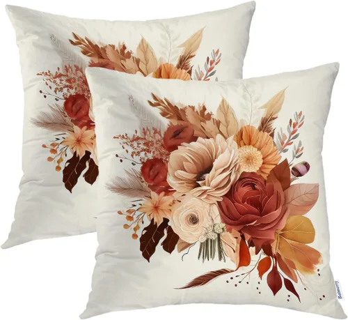 Vista 47 de Batmerry Fundas de almohada de bosque de arce otoñal, casas de sillas de madera, hojas amarillas, fundas de almohada decorativas, impresión digital