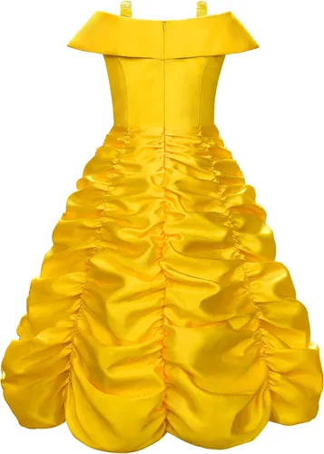 Vista 2 de knemmy Princess Dress Up Clothes Halloween Beauty and Beast Costume for Girl Cosplay Birthday Outfit Yellow