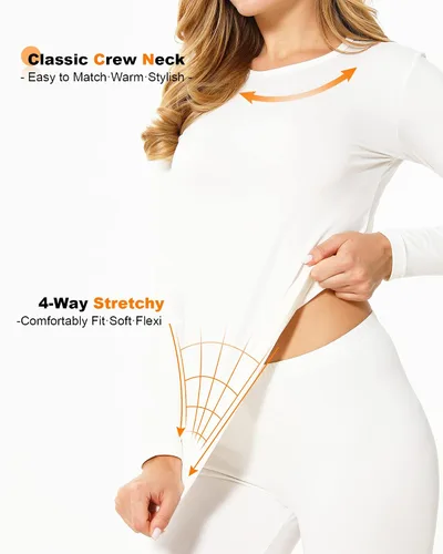 Vista 3 de ViCherub Thermal Underwear Set for Women Long Johns Base Layer Fleece Lined Soft Top Bottom
