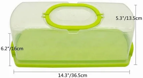 Vista 2 de Paquete de 2 recipientes rectangulares de plástico de 13 pulgadas para almacenamiento de pasteles, panera para transportar y almacenar pan