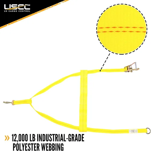 Vista 2 de US Cargo Control Correas de cesta de remolque con ganchos de presión torcidos y trinquetes (paquete de 4), correas para capó de neumáticos