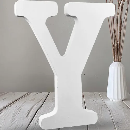 Vista 34 de AOCEAN Letras de madera grandes blancas de 12 pulgadas, letras de madera sin terminar para decoración de pared, letras decorativas de pie