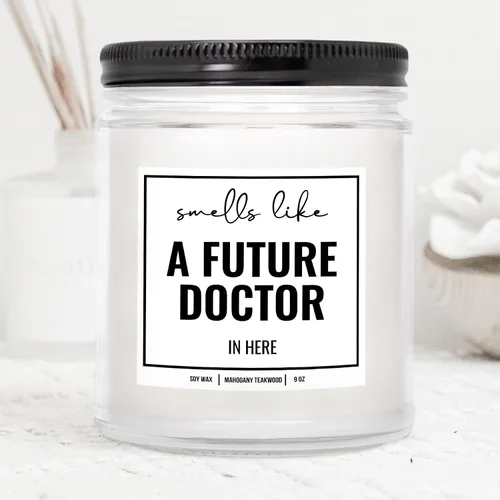 Vista 4 de You Nique Designs Future Doctor Candle de 9 onzas, regalo para estudiantes de medicina, regalos para estudiantes de medicina y regalos de graduación
