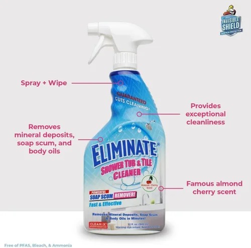Vista 2 de Clean-X Elimina el limpiador de bañera y azulejos de ducha - 32 fl oz. - Limpiador de ducha. Potente limpiador elimina la espuma de jabón