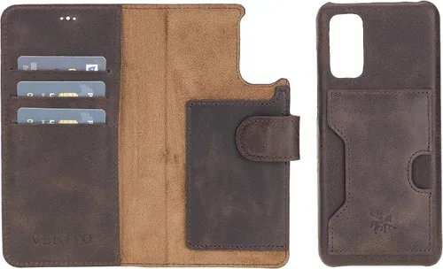 Vista 192 de Venito Florence - Funda de piel compatible con Samsung Galaxy S9, extra segura con bloqueo RFID, cartera desmontable para teléfono (gris decolorado)