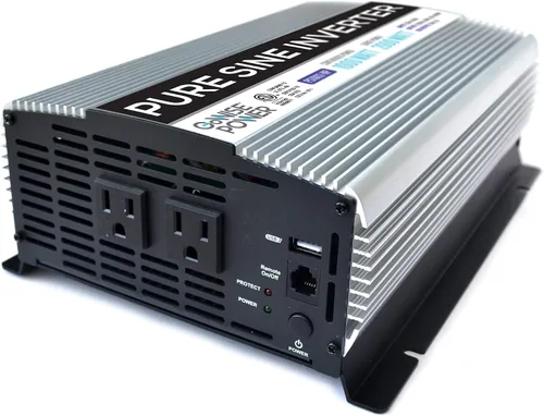 Vista 5 de GoWISE Power - Inversor de onda sinusoidal pura de 1000 W, 12 V CC a 120 V CA con 2 salidas de CA + 1 puerto USB de 5 V, 2 cables de batería e