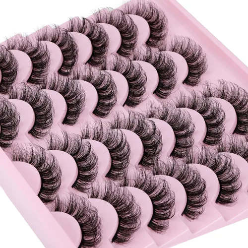 Vista 13 de Pestañas postizas de visón natural, efecto ojo de gato, finas, 16 mm, 5D, paquete de 14 pares de pestañas falsas de TNFVLONEINS