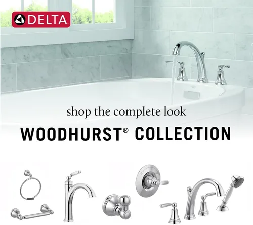 Vista 5 de Delta Woodhurst - Grifo de bañera romana con ducha de mano, grifo de bañera cromado para montaje en cubierta, cromado T4732
