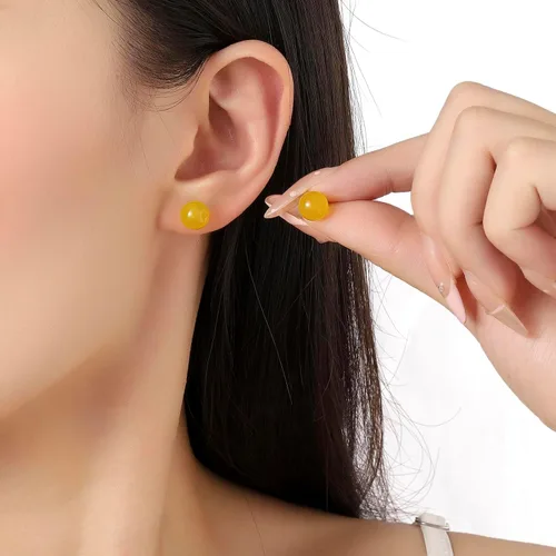 Vista 60 de Natural Stone Stud Earrings for Women 8mm Sterling Silver Genuine Gemstone Earrings Handmade Sterling Silver Crystal Stud Earrings for Women