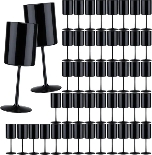 Vista 25 de Paquete de 12 copas de vino de plástico de 10 onzas, grandes y reutilizables, copas de champán vintage con tallo, vasos acrílicos inastillables