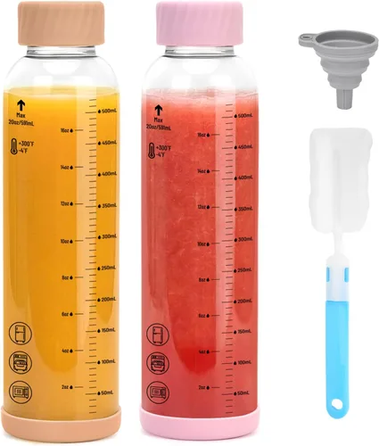 Vista 12 de Zukro - Botellas de agua de vidrio con tapa de acero inoxidable de 16 onzas Color múltiple