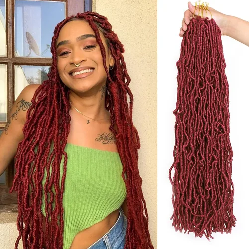 Vista 26 de Leeven Nuevas Trenzas de Ganchillo de Cabello con Locs Falsos Suaves de 24 Pulgadas de Largo Locs de Diosa Desgastados 6 Paquetes Negro Natural