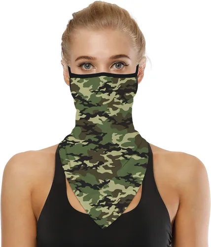 Vista 27 de YAYOUREL Polaina para el cuello, bandanas para hombres y mujeres, cubierta de bufanda para la cara con rayos UV, con agujero para las orejas
