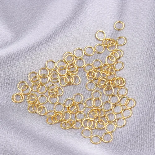 Vista 3 de Anillos de salto para fabricación de joyas – 100 anillos de salto abiertos de oro de 14 quilates de 0.157 pulgadas, anillos de salto de joyería