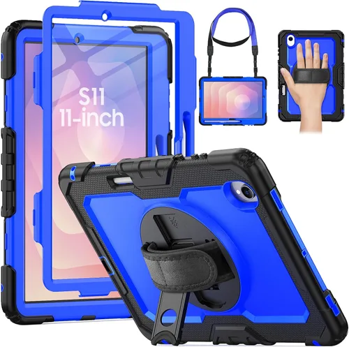Vista 12 de HXCASEAC Funda para Samsung Galaxy Tab S11 (2025) de 11 pulgadas, diseño a prueba de golpes con protector de pantalla/correa de mano/soporte para S