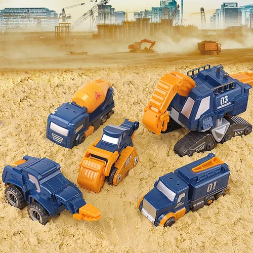Vista 9 de Juguete transformable de dinosaurio para niños, robot de rescate 5pcs Construction Car Set Magnetic Connectors Assemble DIY STEM Action Figure