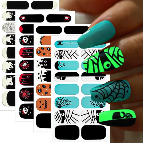 Vista 16 de 8 hojas de tiras de uñas de gel de color sólido, calcomanías autoadhesivas para uñas de los pies, exquisitas calcomanías de envoltura completa