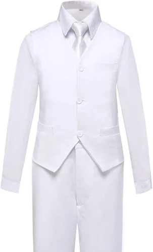 Vista 2 de Addneo Trajes formales de 5 piezas con camisa y chaleco, Blanco