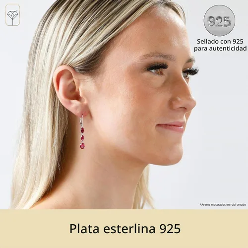 Vista 2 de 925 Sterling Silver Simulated Gemstone Dangle Earrings for Women