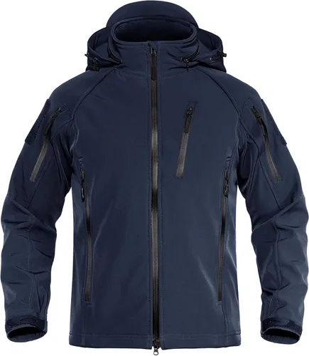 Vista 11 de TACVASEN Chaqueta con capucha Softshell Tactical impermeable con forro Negro