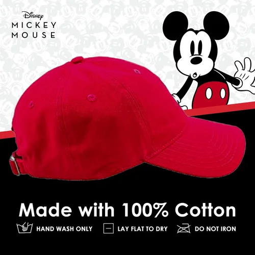 Vista 6 de Concept One Disney Mickey Mouse - Gorro de algodón bordado, ajustable, con ala curvada