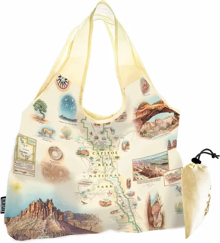 Vista 6 de Xplorer Maps Bolsa con asas – Bolsa de compras reutilizable para comestibles, plegable y lavable de nailon, resistente y compacta