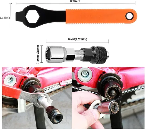Vista 4 de ATGRS - Juego de 8 herramientas para bicicleta, herramienta de extracción de casete de bicicleta múltiple 3 en 1 con látigo de cadena y llave