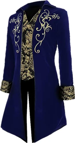 Vista 4 de Apocrypha Chaqueta medieval steampunk para hombre, chaqueta de príncipe victoriano