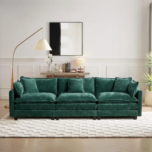 Vista 31 de Sofá seccional modular convertible de 76.7", sofás de dos plazas de chenilla con asiento profundo y cojines tipo loveseat para sala de estar, Beige