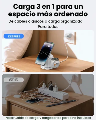 Vista 3 de Gitryin Soporte de cargador inalámbrico 3 en 1, 15 W, MagSafe