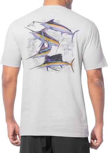 Vista 8 de Guy Harvey Camiseta de manga corta con bolsillo gráfico de algodón OG para hombre Leche de Almendra/Rig Masters