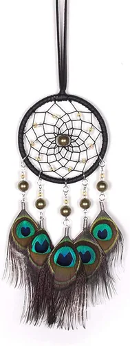 Vista 7 de Atrapasueños para automóvil, espejo retrovisor de plumas pequeñas, atrapasueños para colgar en la pared, accesorios decorativos para mujer (gris)