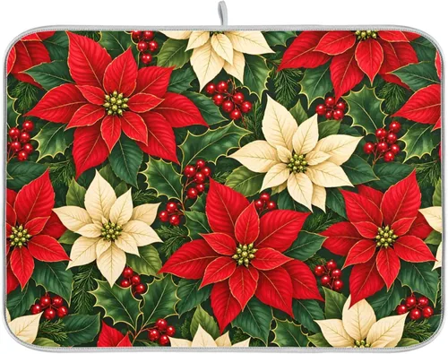 Vista 39 de Linda alfombrilla de secado de platos con hongos y plantas silvestres para encimera de cocina, almohadilla absorbente de microfibra, mediana 16x18