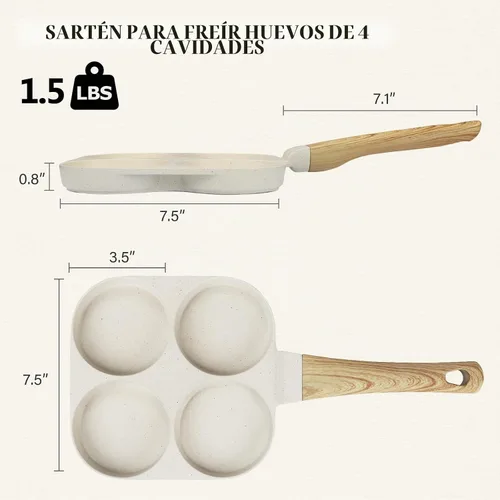 Vista 2 de GiPP Sartén Antiadherente para Freír Huevos, Sartén para Tortilla Antiadherente de Granito de 4 Tazas para Desayuno, Sartén para Panqueques