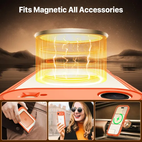 Vista 3 de CENHUFO Magnetic Cover iPhone 17 Air [Compatible with Magsafe] Integrated 9H Tempered Glass Screen and Camera Protection, Shockproof 360 Degree