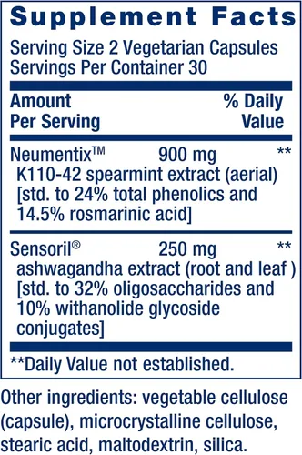 Vista 3 de Life Extension Ashwagandha Plus Calm & Focus, extracto de ashwagandha, extracto de menta verde, enfoque, atención, relajación, fórmula avanzada, 60