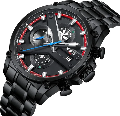 Vista 2 de NIBOSI Men's Watches Analog Quartz Military Chronography Business Watches for Men Waterproof Sport Stainless Steel Wrist Watch Date