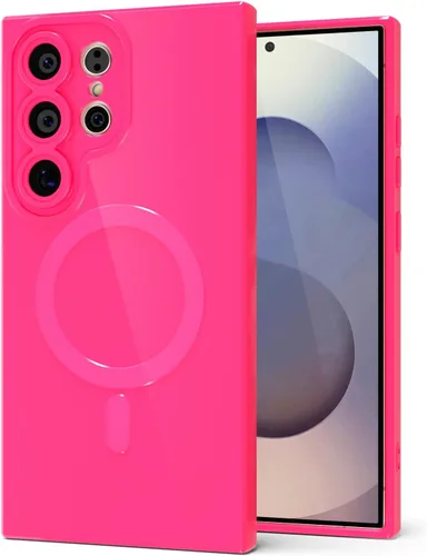 Vista 24 de Svanove Funda magnética de silicona para Samsung Galaxy S22, compatible con Magsafe, bonita funda para mujer, goma de gelatina brillante delgada